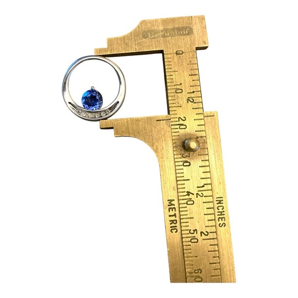 10k White Gold Diamond and Synthetic Sapphire Eternity Pendant - Picture 4 of 5